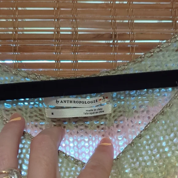 Anthropologie Gray and Pink Crew Neck Sweater with Color-Block Design - Picture 3 of 3